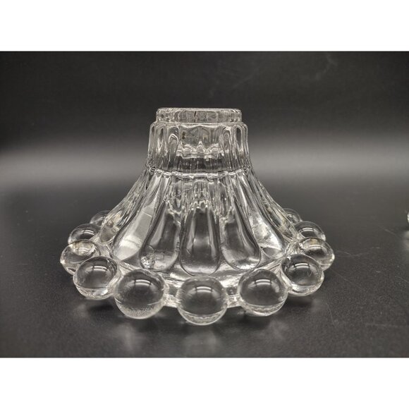 Vintage MCM Set 5 Anchor Hocking Boopie Bubble Clear Glass Candlestick Holders - Picture 5 of 16
